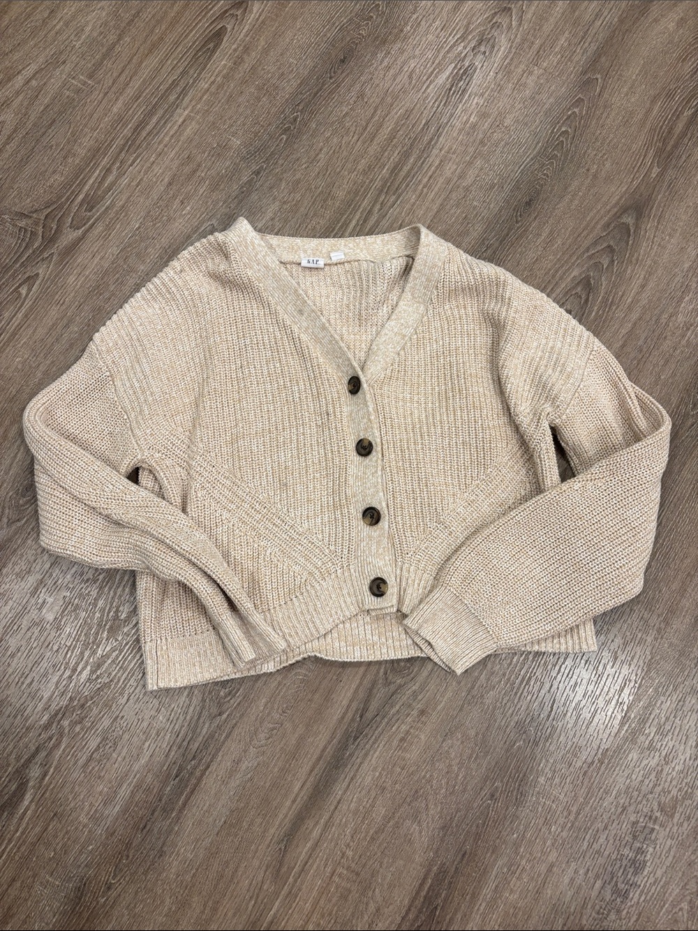 GAP Neutral Cream Button-Front Knit Cardigan